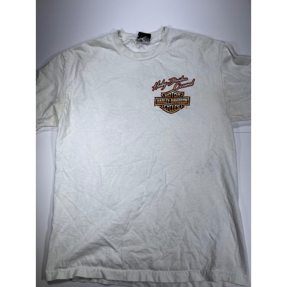 Harley-Davidson T-Shirt Mens L White Cozumel Mexico Caribbean Dreamin Graphic